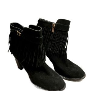 IVANKA TRUMP suede fringe booties